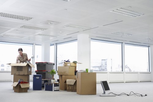 Professional movers handling furniture